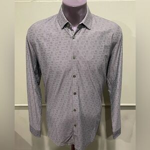 Deniko shirt button front olive L/S regular fit stretchy